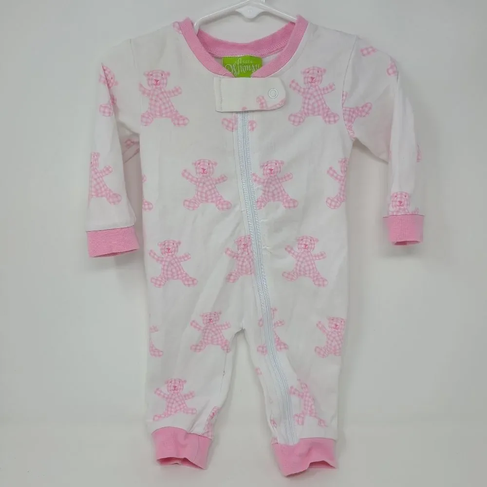 CLASSIC WHIMSY One Piece‎ Sleeper Outfit 3 Months White Pink Gingham Bears